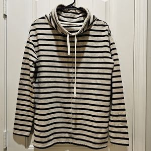 Loft Striped Cowl Neck Sweater